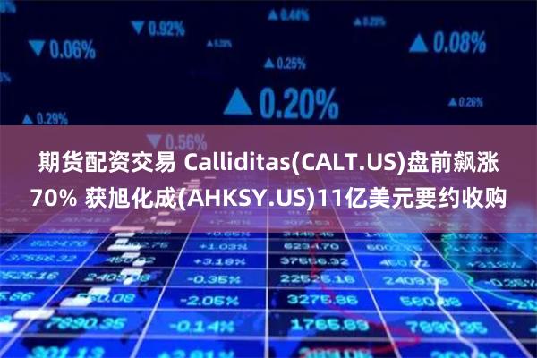 期货配资交易 Calliditas(CALT.US)盘前飙涨70% 获旭化成(AHKSY.US)11亿美元要约收购
