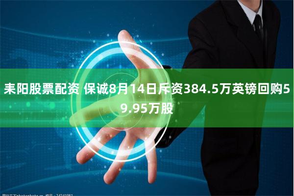 耒阳股票配资 保诚8月14日斥资384.5万英镑回购59.95万股