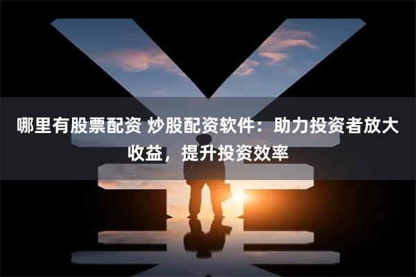 哪里有股票配资 炒股配资软件：助力投资者放大收益，提升投资效率